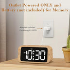 Digital Dual Alarm Clock for Bedroom, 0-100% Dimmer, Weekday/Weekend Mode, Easy to Set, USB Charger, Adjustable Alarm Volume with 5 Alarm Sounds, Snooze, 12/24Hr, Battery Backup (Wood Grain)