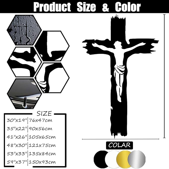 Idadey Jesus Metal Wall Art, Cross Metal Wall Art, Christian Cross Wall Decor, Religious Metal Wall Decor, Christian Gifts, Living Room Wall Decor, Housewarming Gifts (Black, 35"x22"|90x56cm)