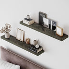 48" Rustic Farmhouse Floating Shelves – Set of 2 Acacia Wood Shelves for Stylish Wall Decor in Kitchen, Bathroom, Unique Chevron Pattern, Mocha Color, 48x8x1.5 Inches - Set of 2 - DIY