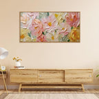 CHDITB Floral Wall Art, 20" X40” Large Watercolor Flower Textured Oil Painting, Modern Wildflower Wall Decor, Framed Canvas Flowers Artwork for Living Room Bedroom Office Girl Room Decoration