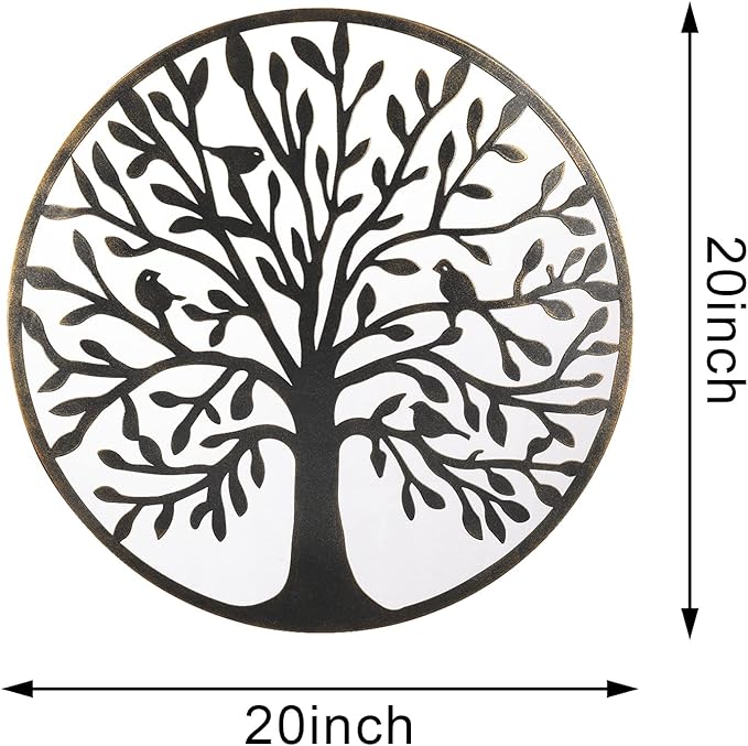 Bdor 20-Inch Tree of life wall art, Metal wall art decor, steel roots decor Perfect for Birthdays, Weddings, Anniversaries, Housewarming Gifts for Indoor Outdoor Metal Wall Decor (Classic Style)
