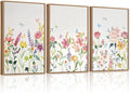 CHDITB Watercolor Floral Framed Wall Art, Colorful Botanical Flowers Wall Decor, Pastel Flower Artwork Minimalist Wildflower Painting, Modern home Art Prints for Living Room, Bedroom, Office 24"x36"x3