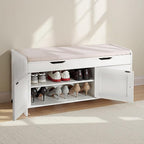 VEVOR Shoe Storage Bench with Padded Cushion & 3 Barn Doors, Entryway Bench with Hidden Storage, 41.3 x 13.8 x 19.8 Inches, for Entryway, Hallway, Living Room, Bedroom