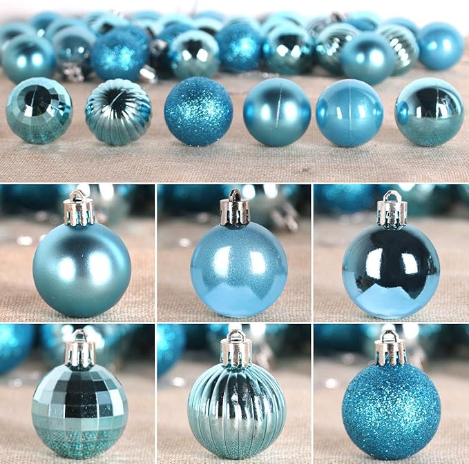 GameXcel Christmas Balls Ornaments for Xmas Tree - Shatterproof Christmas Tree Decorations Small Hanging Ball Sky Blue 1.6 inch x 36 Pack