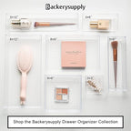 Backerysupply Clear Plastic Drawer Organizer Tray for Vanity Cabinet (6"×6"×2"，Set of 8),Storage Tray for Makeup, Kitchen Utensils, Jewelries, and Gadgets…