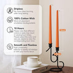 New Burning Formula Unscented Dripless 12-Inch Taper Candles Set of 12 - Orange, for Wedding, Dinner - Smokeless, Long Burning - Hand Poured, Colored Tall Candlesticks - Naranja