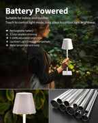 KDG 2 Pack Cordless Table Lamp, Portable LED Desk Lamp, 5000mAh Battery Operated, 3 Color Stepless Dimming Up, for Restaurant/Bedroom/Bars/Outdoor Party/Camping/Coffee Shop Night Light(White)