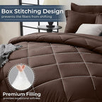 HEVUMYI Brown Twin-XL Comforter Set - 5-Piece All Season Bed in a Bag Twin-XL, Ultra Soft Bedding Set with Comforter, Flat Sheet, Fitted Sheet, Pillowcases, Pillow Shams