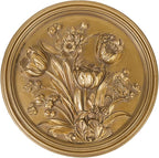 S-MANTIS Vintage Wall Sculpture,Antique Pediment,Hallway Wall Art,Hand Painted Floral Wall Decoration Accent Artworks for Indoor Kitchen Bedroom Living Room Office Outdoor Garden Patio (Antique Gold)