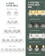 Bathroom Light Fixtures, 6 Light Brushed Nickel Vanity Light, 38 Inch Modern Wall Sconces with Globe Clear Glass Shade, Vanity Lighting Fixtures Over Mirror, VL195-BN-6