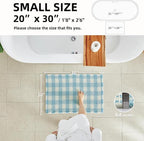 Waffle Bath Mat, Boho Bathroom Rugs Non Slip Washable Absorbent Checkered Bathroom Mat Quick Dry Cute Bath Mat, 30"x20" Blue and White