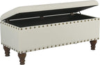 HomePop Large Storage Bench with Nailhead Trim - Cream