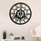24 Inch Wall Clock, Anchor Wall Clock, Silent Non Ticking, Battery Operated Large Decor Clocks for Living Room Decor, Kitchen, Office (Nautical Style)