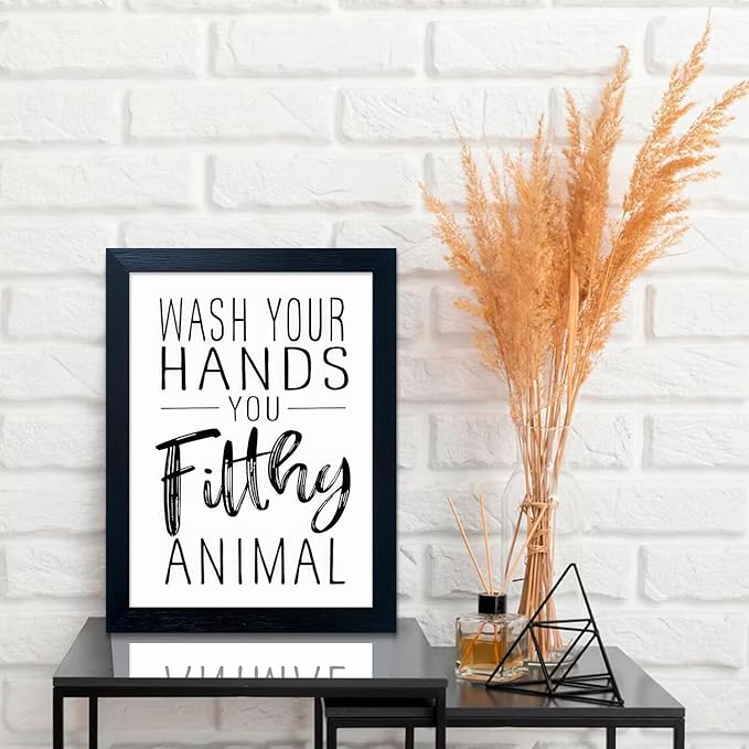 Black and White Bathroom Decor Art Bathroom Decor Signs Small Black Framed Canvas Toilet Art Kid's Washroom Artwork Print