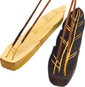 Handmade Wooden Incense Holder - Pack of 2 Incense Holder for Sticks | Double Coloured Leaf Shaped Insence Trays | Natural Mango Wood Insence Holder for Relaxation and Meditation (10 Inch)