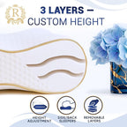 Royal Therapy Travel Memory Foam Pillow, Neck Pillow Bamboo Adjustable Side Sleeper Pillow (Travel 18 x 12 x 5)