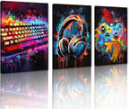 Novatique Graffiti Canvas Wall Art Abstract Gaming Wall Art for Bedroom Colorful Gaming Wall Decor Canvas Picture Print for Game Room,20" x 28" x 3pcs