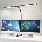 LED Desk Lamp with Two Heads, Clamp On Desk Lamps, 24W, 4000 LMS, CRI>90, 5 Color Modes (2600K-6500K), 10 Brightness Levels, Adapter Included