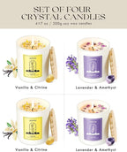 AOOVOO Lavender Candles Set for Women - 4 Pack Candles for Home Scented, 28 oz 200 Hour Long Lasting Aromatherapy Candle with Crystals Inside, Birthday Gifts Valentines Day Candle for Women Mom