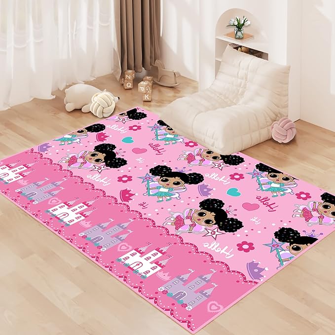 Afro Girl Rug - Cute American Black Girls Area Rug Decor for Bedroom & Living Room, 3x5 Feet