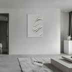 Art Hand-Painted Thick Texture White Minimalist Oil Painting 45x30 inch Home Wall Decorative Art