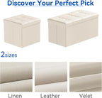 BRIAN & DANY 30 Inches Storage Ottoman Bench, Faux Leather Ottoman with Storage, Folding Bench Shoe, Foot Rest Stool, for Living Room, Beige