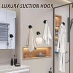 Reusable Heavy Duty Suction Cup Hooks for Kitchen/Bathroom/Shower - Wet-Proof Hooks for Towels, Robes, Loofah&Wreaths/No Drill Mounting on Glass, Tile, Metal (2, Matte Black)