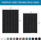 H.VERSAILTEX 2 Piece Bathroom Set - Super Absorbent Chenille Striped Bath Mats - Non Skid Machine Wash Dry Rugs for Bathroom Floor (Black, 24 x 36 Plus 20 x 32 - Inches)