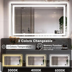 60"x40" LED Mirror for Bathroom, Front and Backlit, Anti-Fog Vanity Mirror with Lights, Stepless Dimmable Lit, 3 Colors Smart Mirror (Horizontal/Vertical)