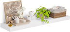 Heimlove 12 Inch Deep Floating Shelves, 55 x 12 inches Long Wall Shelf, Large Extra Display Shelf & Storage Shelf, Rustic Wood Wall Shelves for Fireplace Mantel, Set of 1(White)