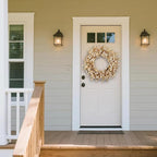 24 Inch White Floral Wreaths for Front Door - Spring Summer Decor with Artificial Eucalyptus, Boxwood & Grain Stems, All Season Farmhouse Wreath for Indoor Outdoor