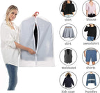12 Pack Shirt Garment Bags (24x36") - Dustproof Short Suit Covers - Durable PEVA Closet Bags with Sturdy Zipper for Blouses, Jackets, Sweaters & T-Shirts (Translucent)