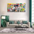 Novatique Banksy Canvas Wall Art Graffiti Pictures Wall Decor Abstract Boy and Girl Street Art Canvas Painting Home Decor Graffiti Art Oil Painting for Living Room Bedroom, 24”x 36”x 3Pcs