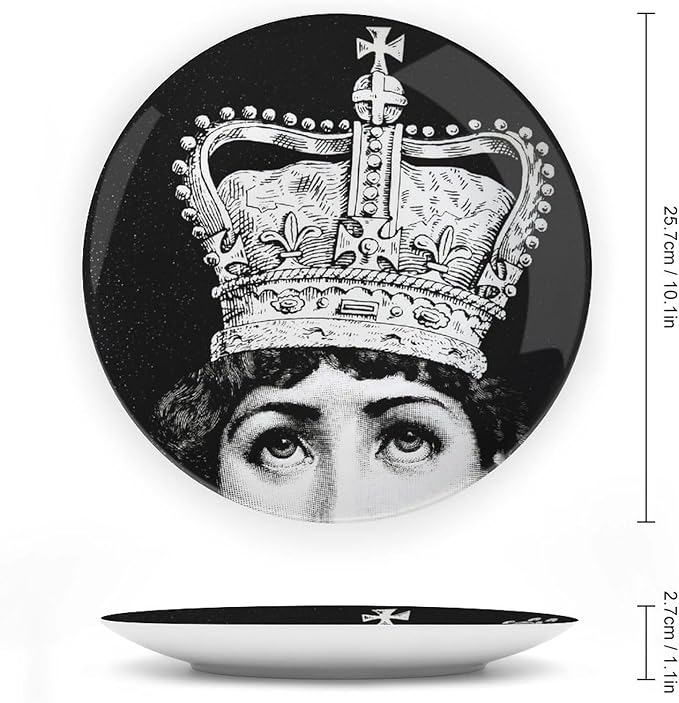 Lina Cavalieri Plate, Wall Decorative Plate, Mysterious Face Plate Wall Hanging Decoration,Including Bracket and Special Spring Hook, 10inch, Style12