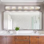 LED Wall Brushed Nickel Vanity Lights for Bathroom Light Fixtures 36W Adjust 3 Colors Modern Bath Lighing Over Mirror LED Vanity Light (6-Light,41inch)