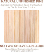 Homeforia 60 inch Wood Floating Shelf, High End Solid Natural Long Wood Shelf for Wall 60 inches, Unfinished Wooden 60inch Large Floating Shelves, Heavy Duty Bracket, 60 X 6.5 X 1.75 in, Set of 3