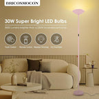 Stepless Dimmable Floor Lamp,30W 3000LM Super Bright LED Torchiere Floor Lamps with Remote & Touch Control,71 in Tall Modern Standing Lamp for Living Room Bedroom Office,2700k-6500k,Pink