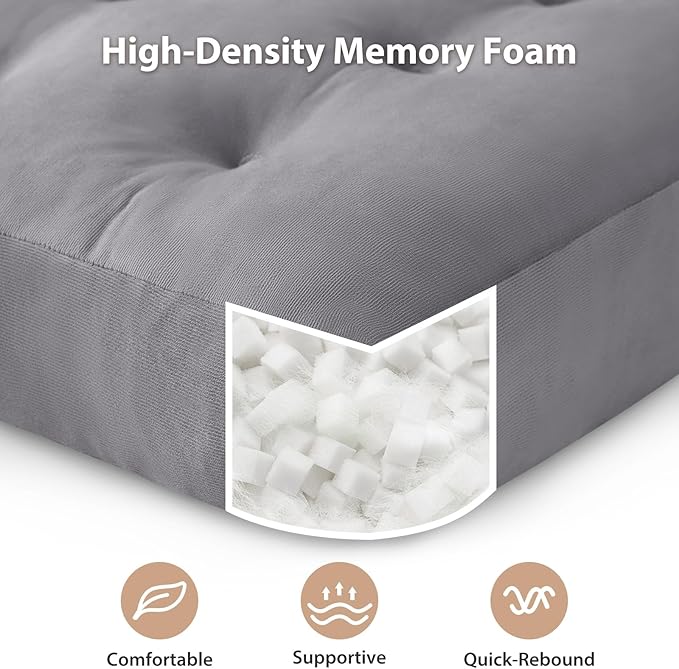 Meditation Floor Pillow Set of 6, Square Large Pillows Seating for Adults, Meditation Cushion Pillow,Tufted Corduroy Cushion for Tatami Living Room or Yoga, Light Gray, 22x22 Inch