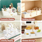 6Pcs Buffet Risers with Mini Sign and Maker, Acrylic Food Risers for Buffet Table, White Food Display Stands for Party, Collectibles Jewelry Display Stand, Acrylic Boxes Nesting Risers(10",9",8",7",6",5")