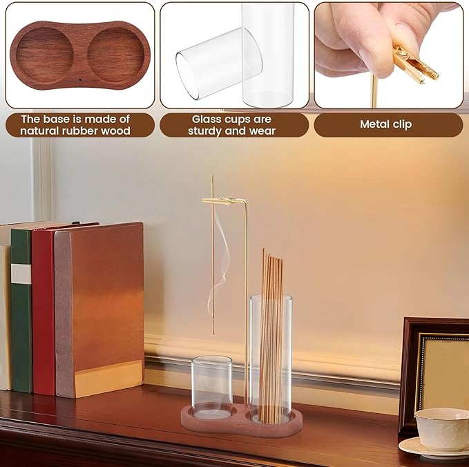 2 in 1 Incense & Candle Holder, Hanging Incense Burner, Incense Holders and Burners, Fragrance Holder Organizer with Ash Catcher for Meditation Yoga Spa Home Decor (Vintage Color)