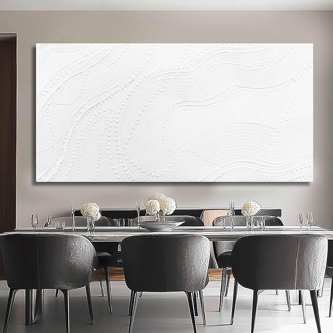 NBAODAN Large Wall Art Modern Canvas Picture Abstract Wall Decor White Line Art for Living Room Neutral Artwork for Office Bedroom 29"x58" Geometric Painting