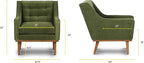 Poly & BARK Gus Lounge Chair in Distressed Green Velvet