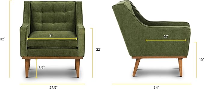 Poly & BARK Gus Lounge Chair in Distressed Green Velvet