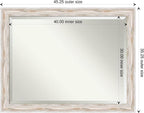 Amanti Art White Wall Mirror 35x45 Alexandria White Wash Rectangle Bathroom Mirror for Wall Decor Living Room, X-Large Cottage Wood Frame, Hangs Horizonally and Vertically, Bathroom Decor, Beveled