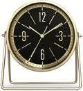QIYAODECO® Vintage Metal Desk Clock for Bedroom, with Adjustable Angle Ticking Small Battery Operated Mantel Bedside Clock, Decorative Table Old Fashioned Style Black Decor Adult Kid Gift,Gold Black