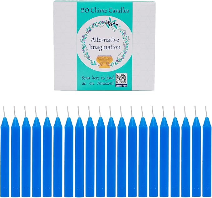 Alternative Imagination Blue Chime Candles - 20 Pack of Unscented 4 Inch Mini Taper Candles - Dripless Long Burning Ritual Candles for Meditation, Spell Work & Home Decor