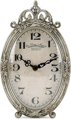 NIKKY HOME Vintage Table Clock, Silent Non-Ticking Battery Operated Desk Shelf Mantel Small Metal Clock for Living Room Decor - Retro Silver