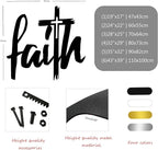 Faith Cross Metal Wall Sign, Faith Metal Wall Decor, Christian Wall Art, Spiritual Wall Decor, Religious Wall Art for Living room, Church (19"x17" | 47x43cm, Silver)