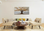 Alenoss 3D Modern Oil Painting on Canvas 24x48, Large Abstract Textured Tree Paintings Canvas Wall Art Home Decorations Framed Wall Art Pictures for Bedroom Living Room Wall Decor