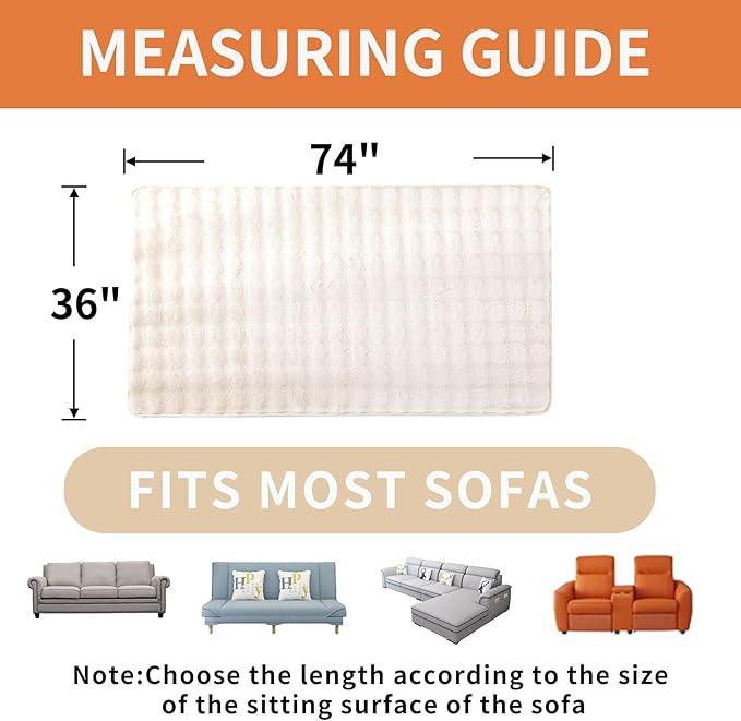 Waterproof Dog Bed Cover Non Slip Couch Cover for Dogs Washable Soft Faux Fur Sofa Cover Couch Covers for 3 Cushion Couch Sofa Pet Friendly (Off White)